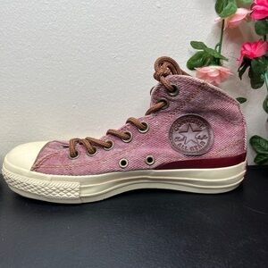 Converse Maroon Denim Like Hi Top Sneakers Womens 5 Outdoor Walking Gym